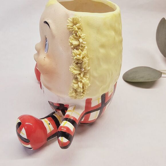 Vintage Spaghetti Trim Humpty Dumpty head vase planter AR5881MCM head vase Retro - Picture 3 of 9
